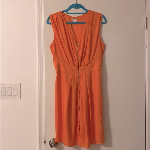Bar III neon orange zipper dress - Picture 1 of 6